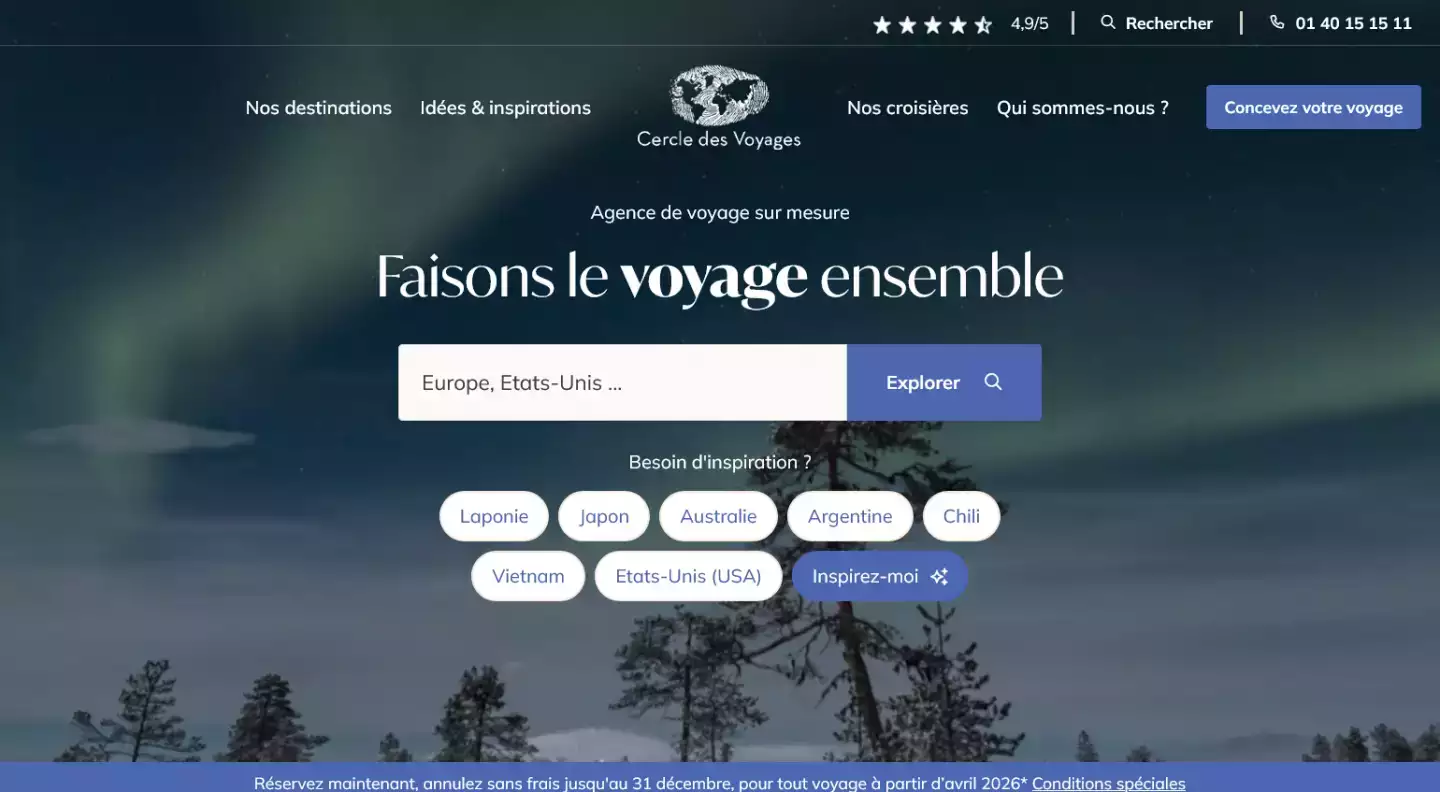 Screenshot Cercle des voyages